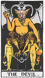 קלף טארוט השטן מתוך חפיסת הקלפים ריידר