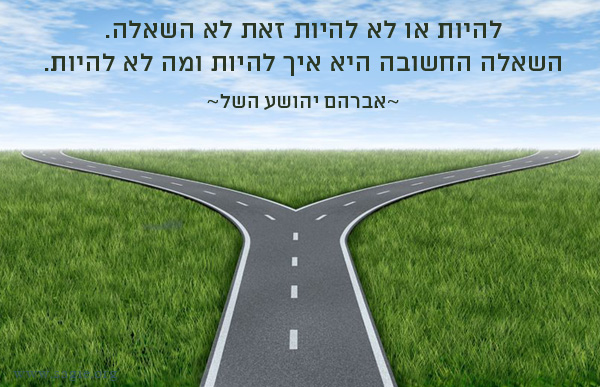 להיות או לא להיות זאת לא השאלה.  השאלה החשובה היא איך להיות ומה לא להיות